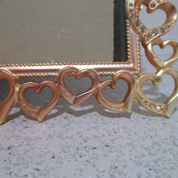 *FETCO Rose Gold Hearts and Rhinestones Double Display Table Top Picture Frame - Picture 5 of 8